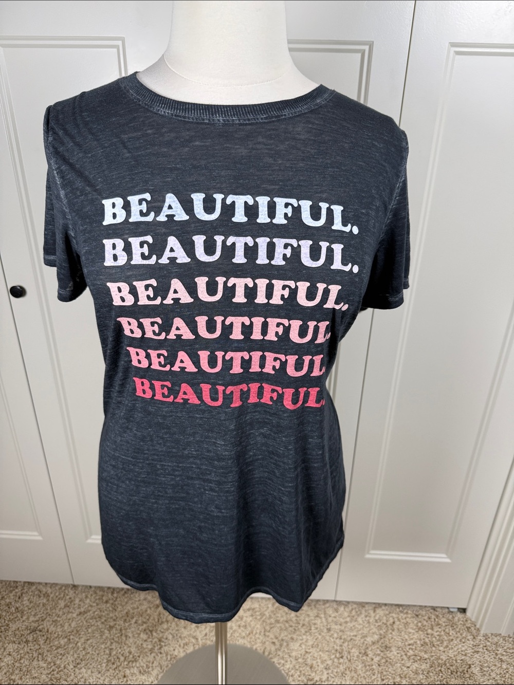 torrid Black Short-Sleeve Tee with Pink Ombre 'Beautiful' Text Size 0X